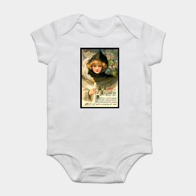 Vintage Girl with Candles Girl and Goblins Baby Bodysuit by HolidayBug